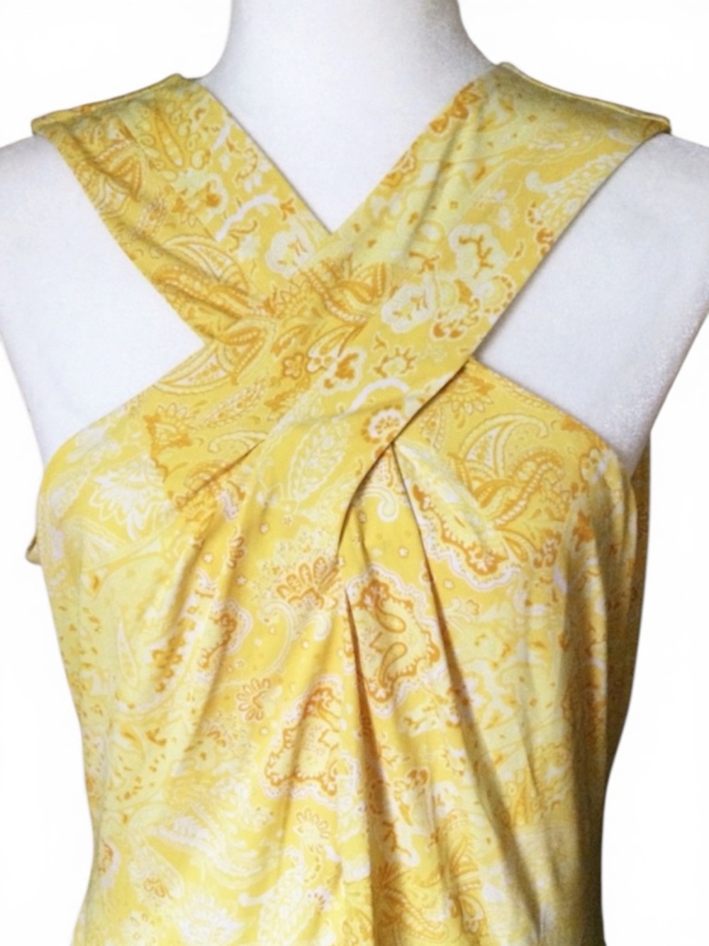 🎉HP🎉 MICHAEL MICHAEL KORS Sleeveless Mini Dress XL – Yellow Floral Paisley, NWT - Picture 5 of 14